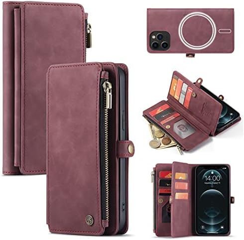 Магнитна чанта-портфейл CaseMe, предназначен за iPhone 13 Pro Max (6,7 инча), с панти капак, който е съвместим