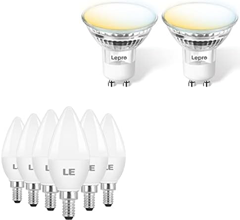 Комплект Lepro - 2 броя led крушки-sconces свещ E12 и 2 Опаковки умни led крушки GU10