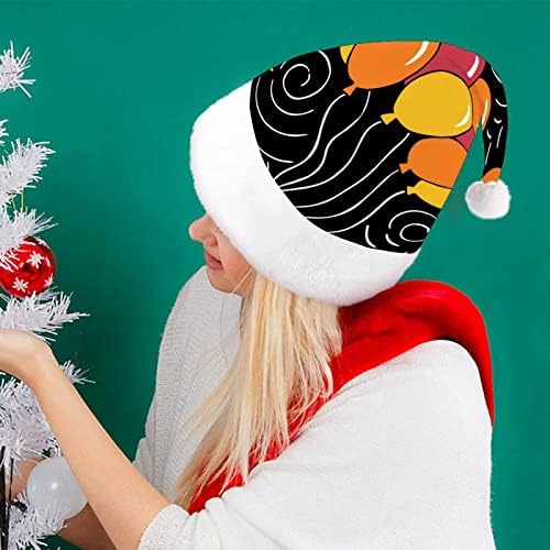 Честит Рожден Ден Балон е Забавна Коледна Шапка на Дядо Коледа Шапки и Къси Плюшени с Бели Ръкавели за Коледното