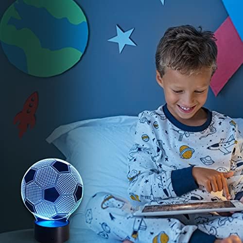 Лека нощ за момчета– 3D Футболна лампа, 3D Иллюзионные Лампи за Детска Спални, 7 led цвята, Сензорен прекъсвач,