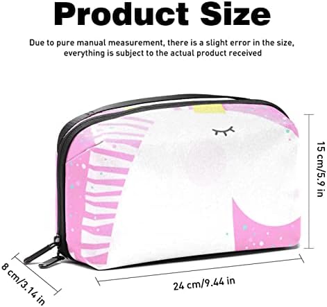 Розова Чанта за Тоалетни принадлежности под формата на Животно Еднорог за Жени, Водоустойчиви Кожен Органайзер