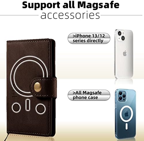 ZICISI за Apple iPhone Магнитен портфейл от изкуствена кожа с RFID заключване [2 Пари + 4 кредитни карти, защита