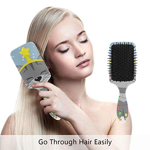 Четка за коса на въздушна възглавница Vipsk, Многоцветни Пластмасови Коте, Сиво, Подходящ за добър масаж и Антистатични