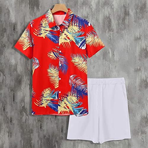 Bmisegm Slim Fit Костюми за Мъже Мъже Лятна Мода за Свободното време Хавай Приморски Почивка на Плажа Дигитален