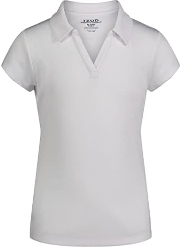 Училищни униформи IZOD За момичета, Риза Поло с къс ръкав, Закопчалки за копчета, Влагоотводящий материал, Устойчив на избледняване