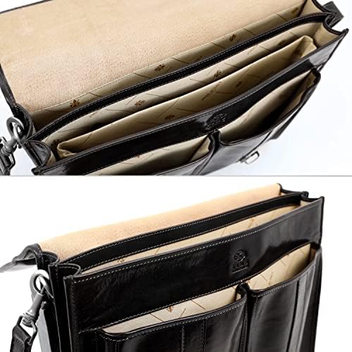 Устойчив на абразия Кожен портфейл за мъже Ръчно изработени в Италия, Натурална чанта-Месинджър за лаптоп