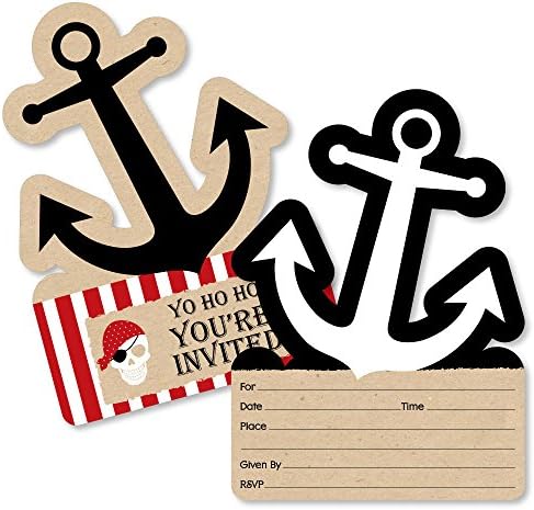 Пазете се от Използваеми покани под формата на пиратите - Покани Картички за Пират рожден ден в Пликове - Комплект